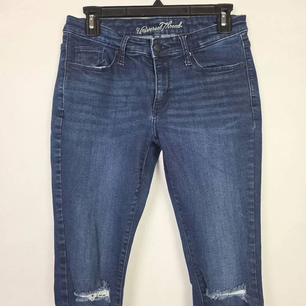 Universal Thread Mid Rise Skinny Distressed Jeans 6/28R - Picture 4 of 12